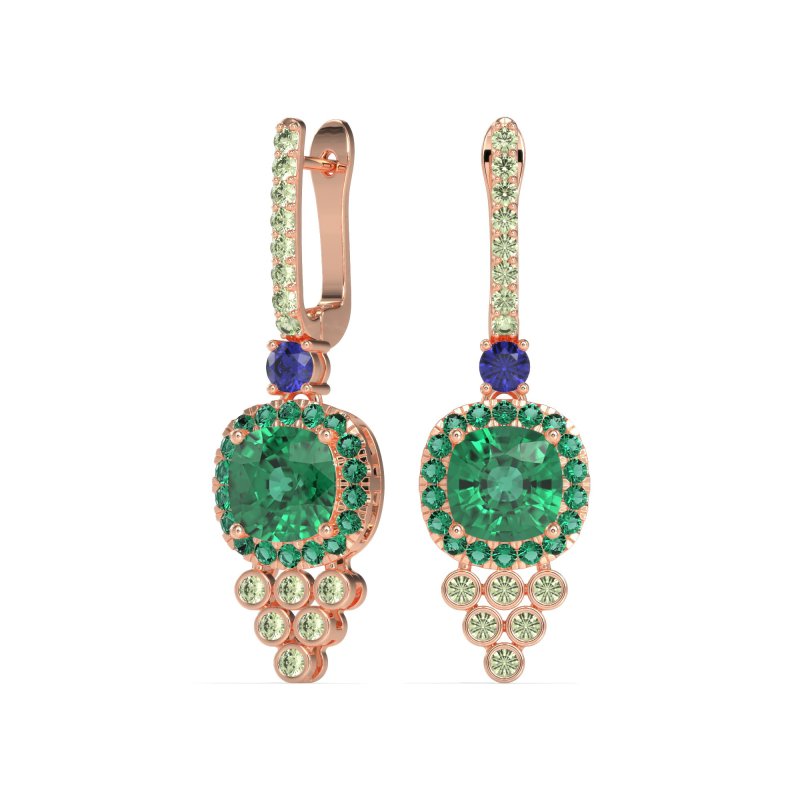 Art-Deco Dangling Halo Earrings