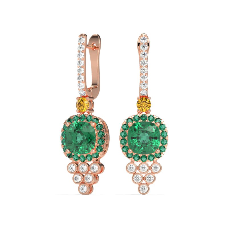 Art-Deco Dangling Halo Earrings