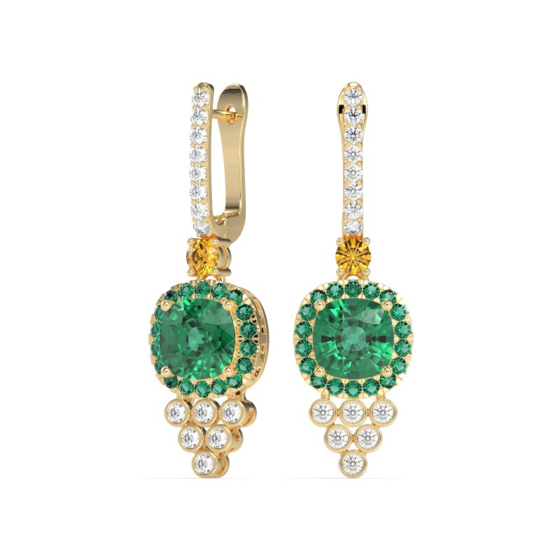 Art-Deco Dangling Halo Earrings
