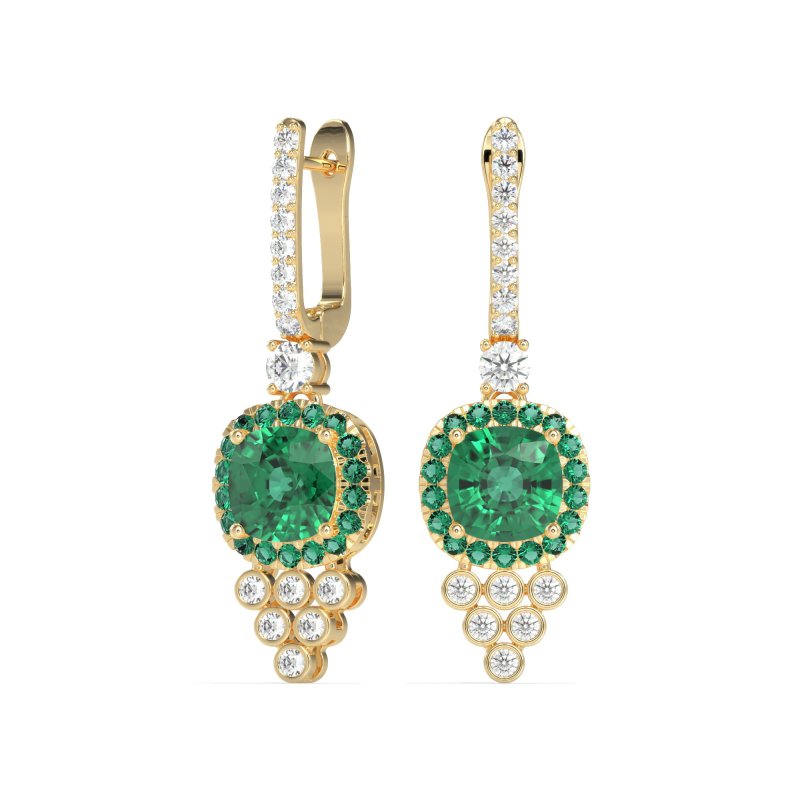 Art-Deco Dangling Halo Earrings