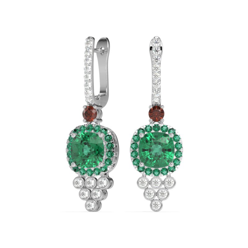 Art-Deco Dangling Halo Earrings