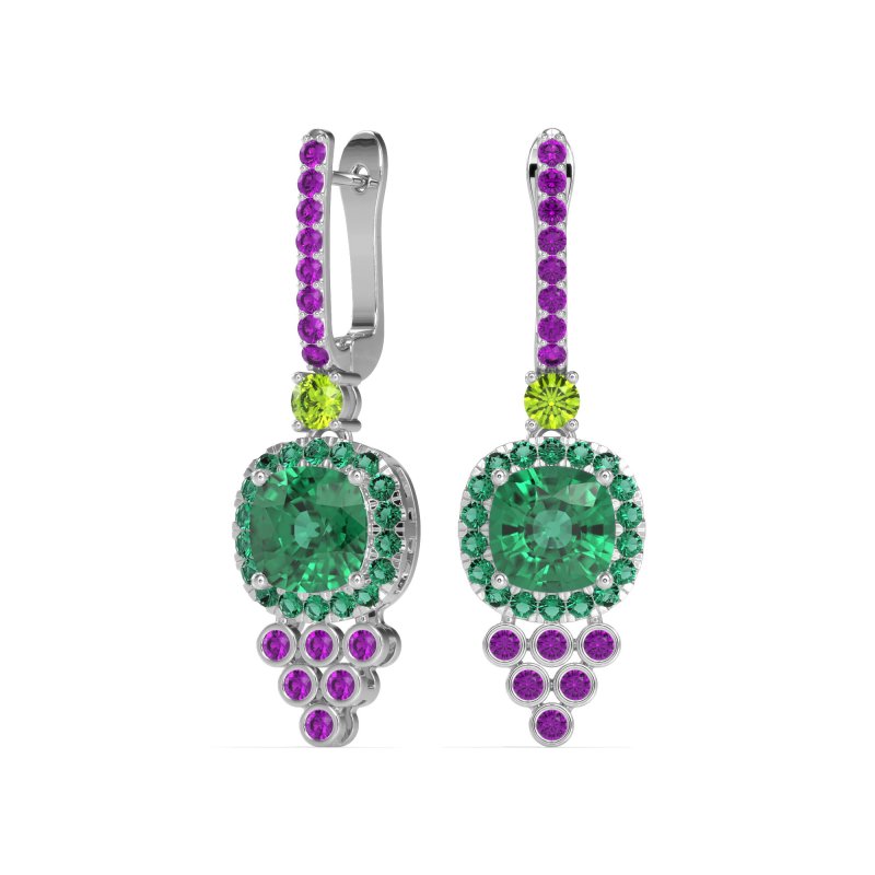 Art-Deco Dangling Halo Earrings