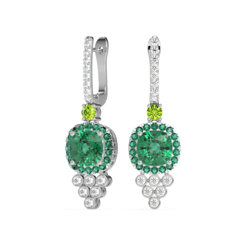 Art-Deco Dangling Halo Earrings