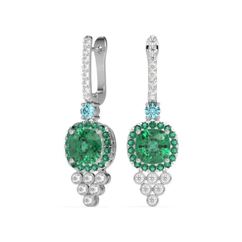 Art-Deco Dangling Halo Earrings