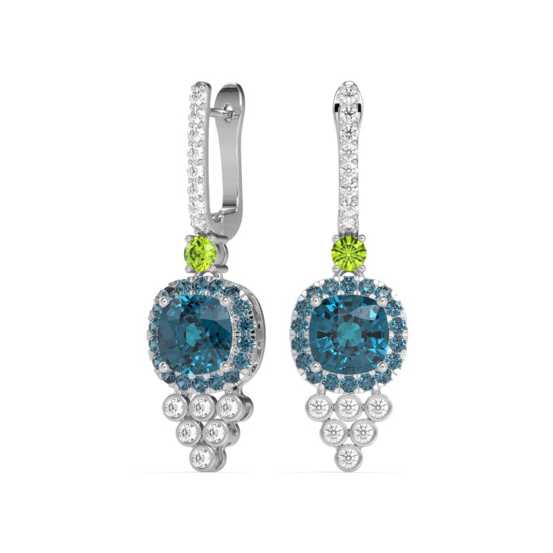 Art-Deco Dangling Halo Earrings