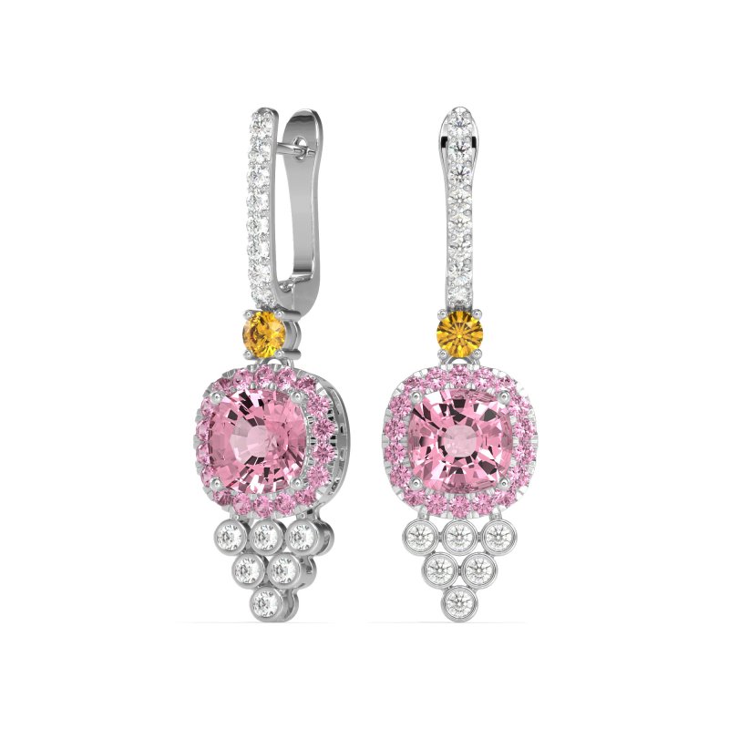 Art-Deco Dangling Halo Earrings