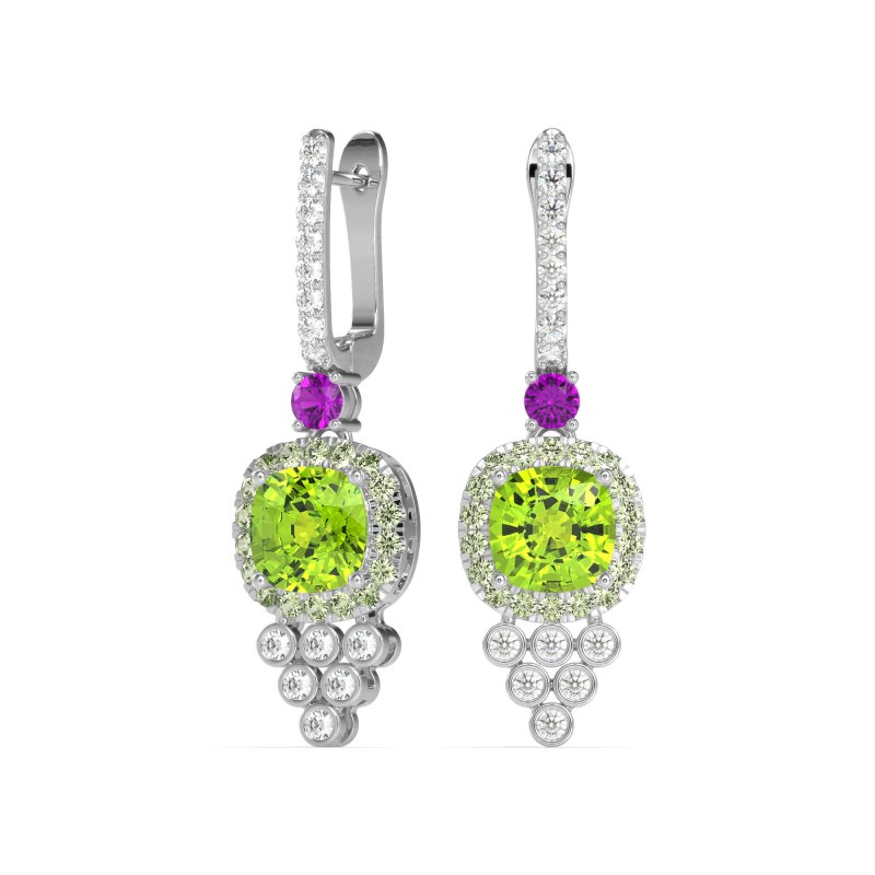 Art-Deco Dangling Halo Earrings