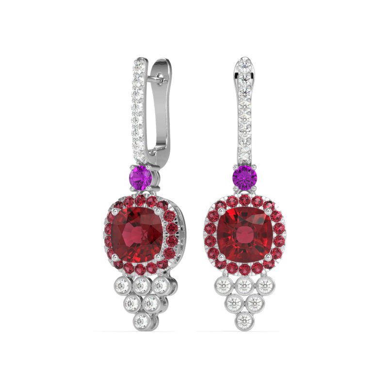 Art-Deco Dangling Halo Earrings