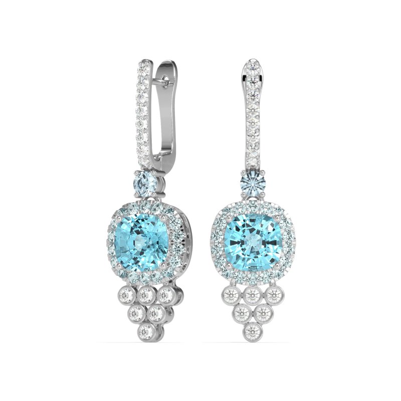 Art-Deco Dangling Halo Earrings