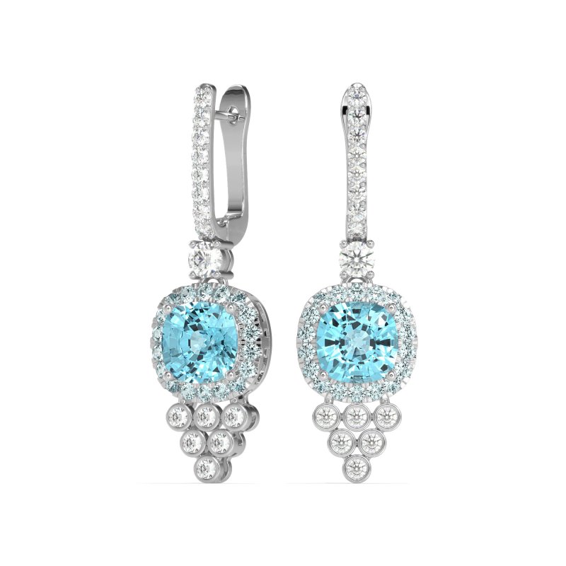 Art-Deco Dangling Halo Earrings
