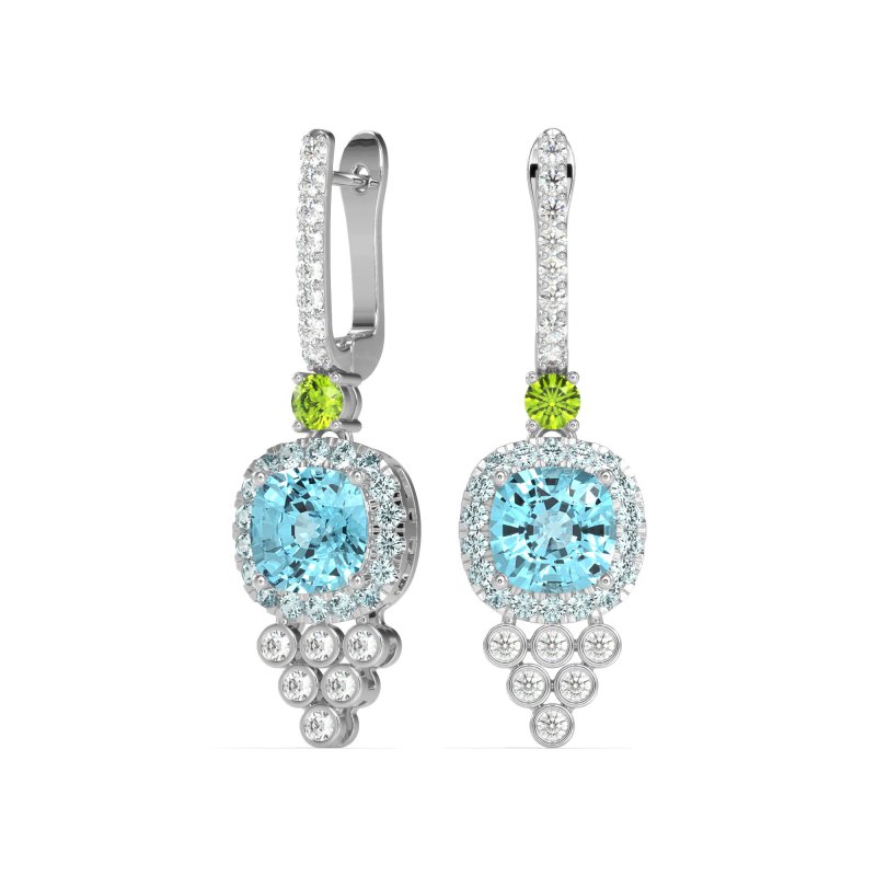 Art-Deco Dangling Halo Earrings