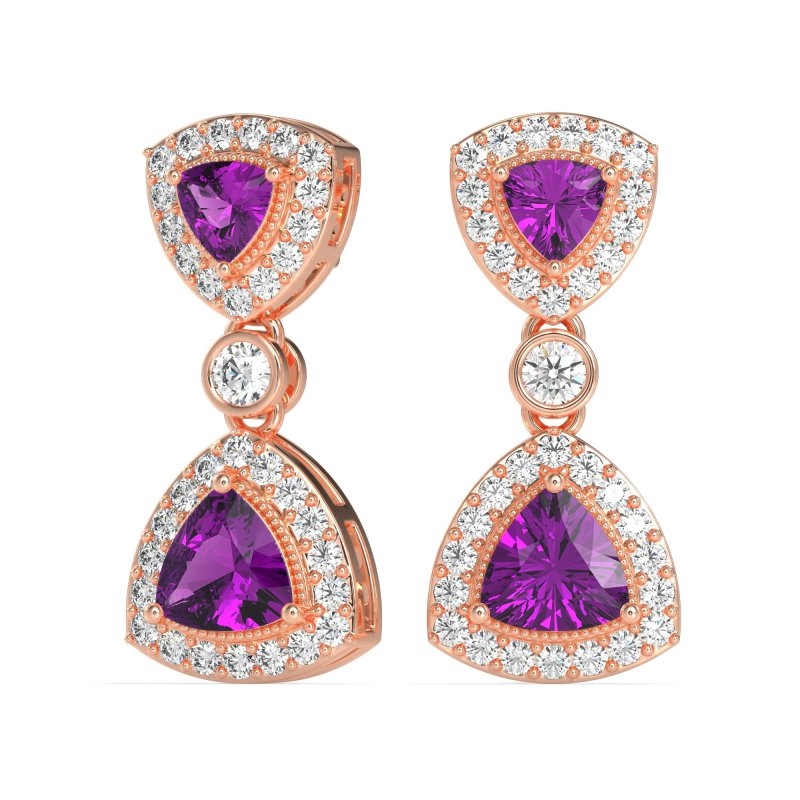 Trillion Halo Milgrain Earrings