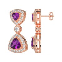 Trillion Halo Milgrain Earrings