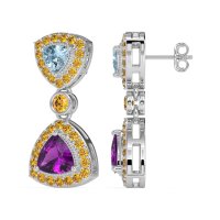 Trillion Halo Milgrain Earrings