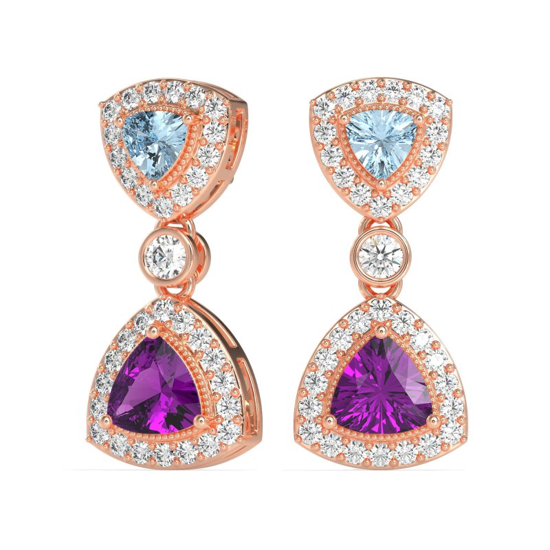 Trillion Halo Milgrain Earrings