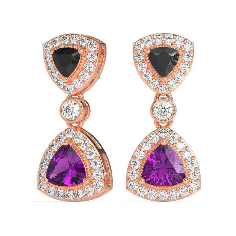 Trillion Halo Milgrain Earrings