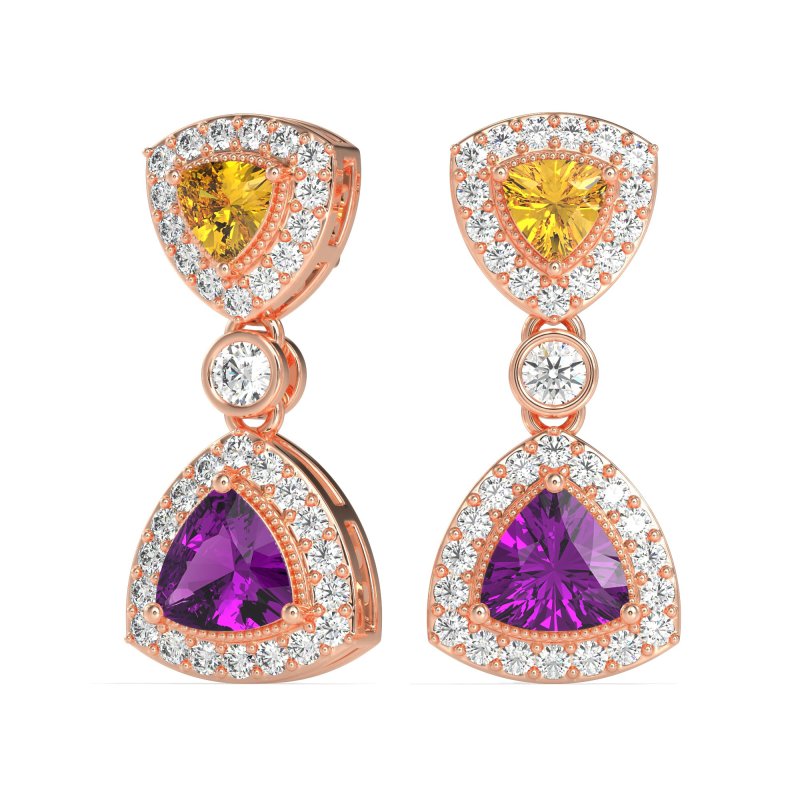 Trillion Halo Milgrain Earrings