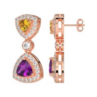Trillion Halo Milgrain Earrings