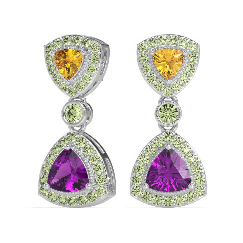 Trillion Halo Milgrain Earrings