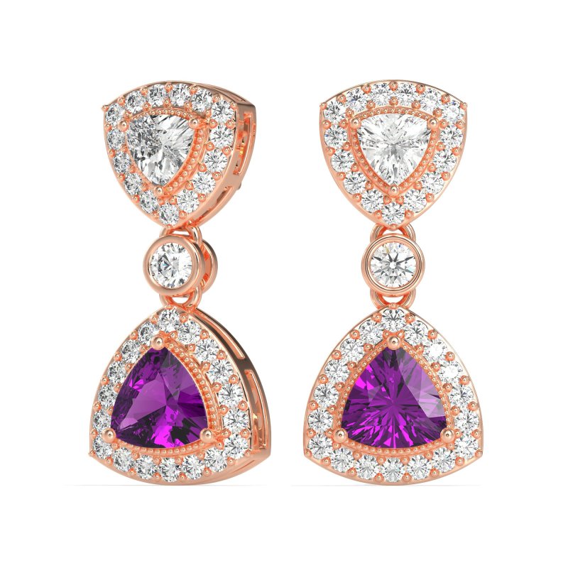 Trillion Halo Milgrain Earrings