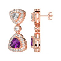 Trillion Halo Milgrain Earrings