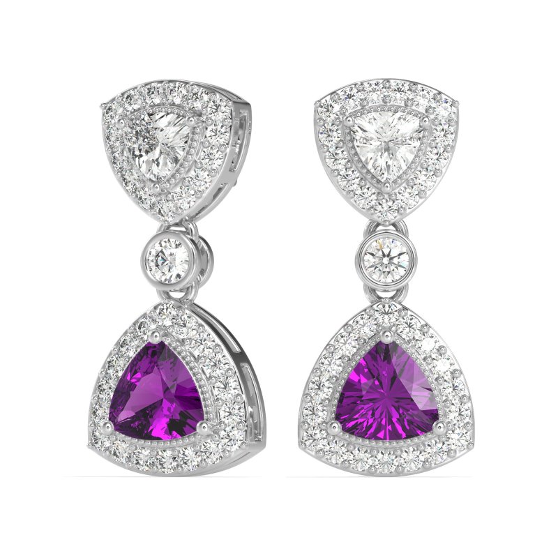Trillion Halo Milgrain Earrings