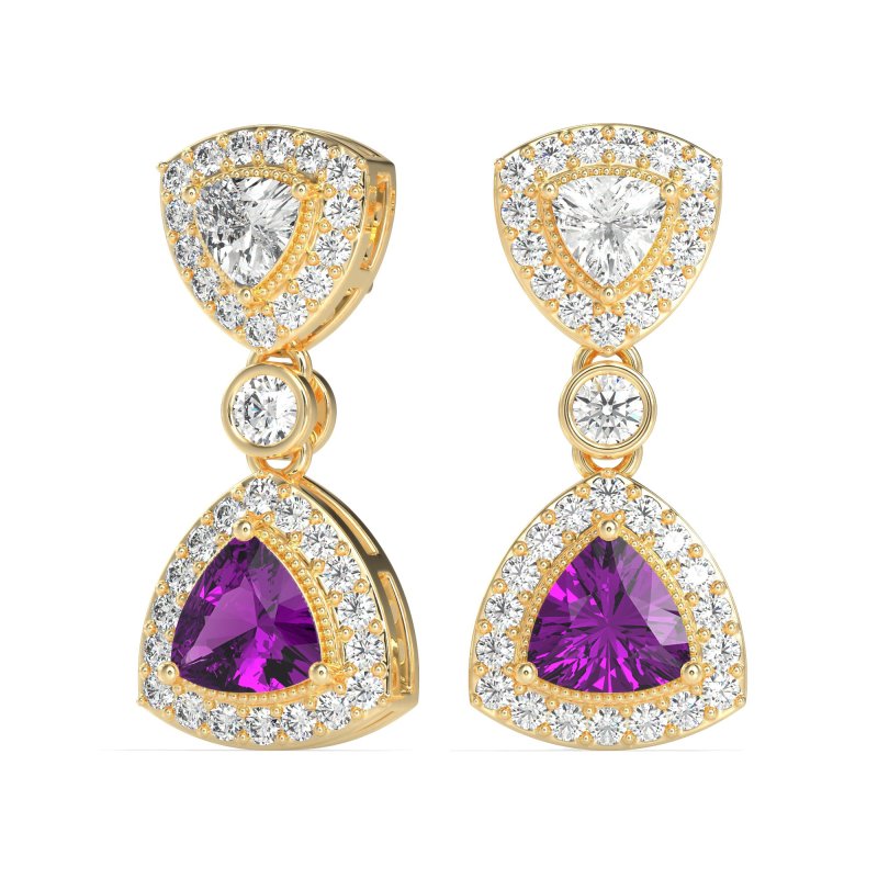 Trillion Halo Milgrain Earrings