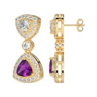 Trillion Halo Milgrain Earrings