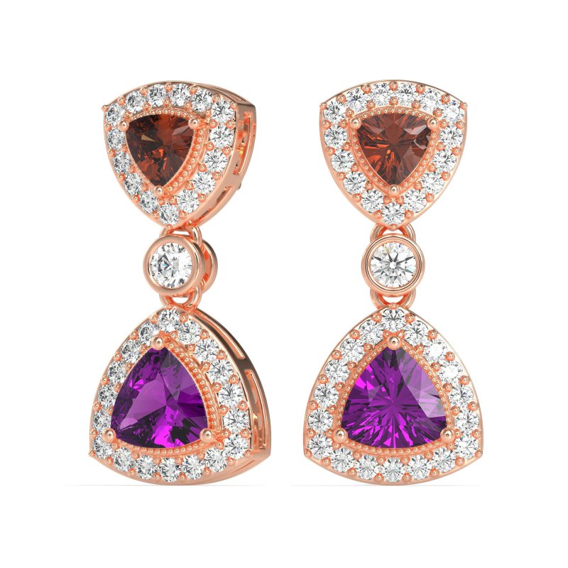 Trillion Halo Milgrain Earrings