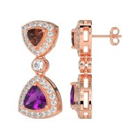Trillion Halo Milgrain Earrings
