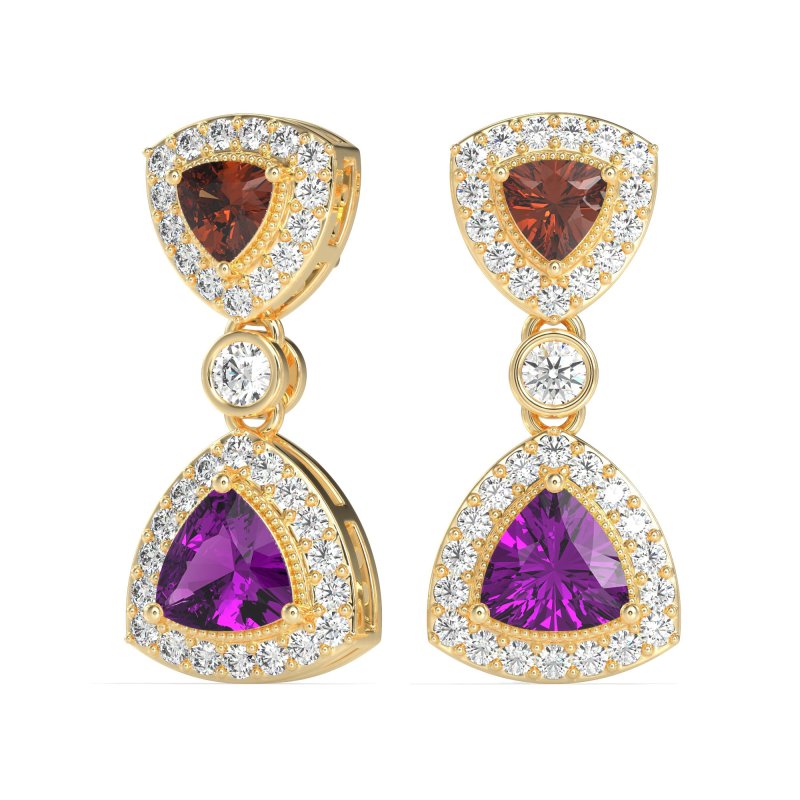 Trillion Halo Milgrain Earrings