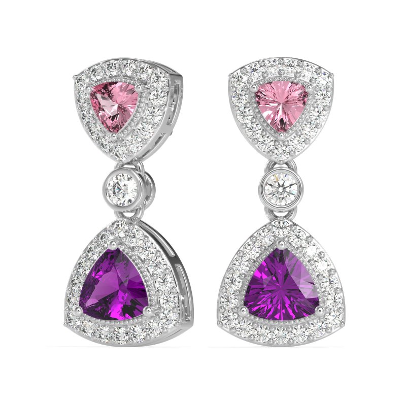 Trillion Halo Milgrain Earrings