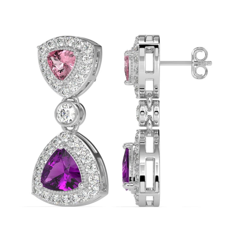 Trillion Halo Milgrain Earrings