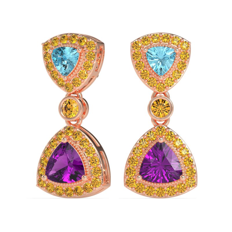 Trillion Halo Milgrain Earrings