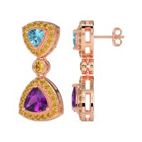 Trillion Halo Milgrain Earrings