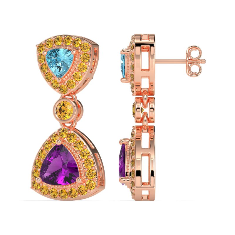 Trillion Halo Milgrain Earrings