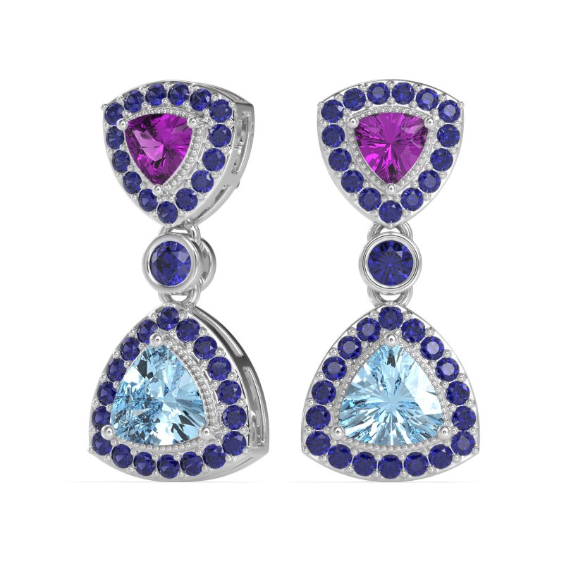 Trillion Halo Milgrain Earrings