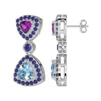 Trillion Halo Milgrain Earrings