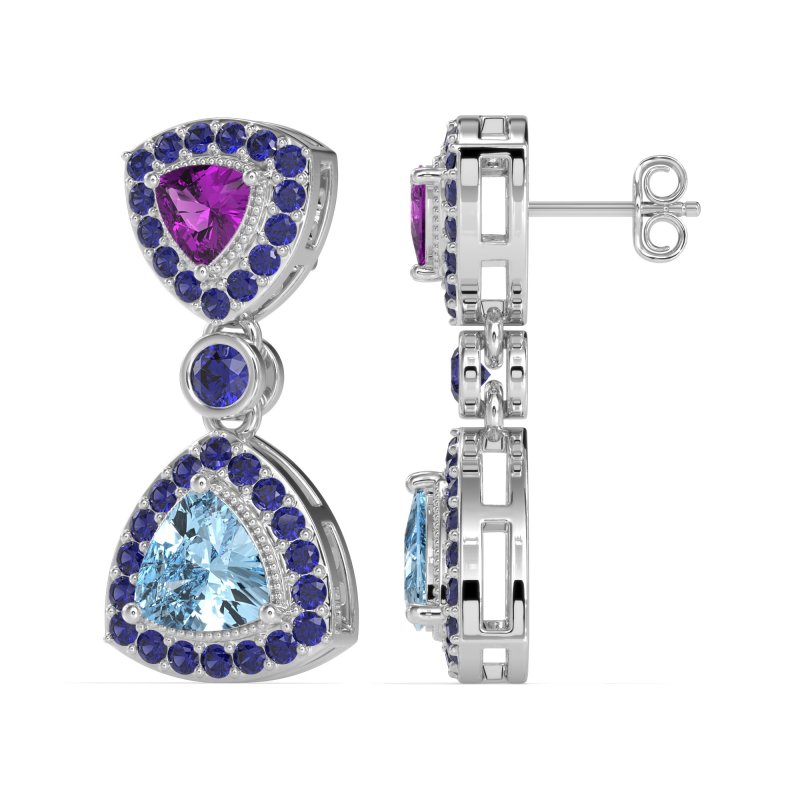 Trillion Halo Milgrain Earrings