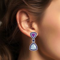 Trillion Halo Milgrain Earrings