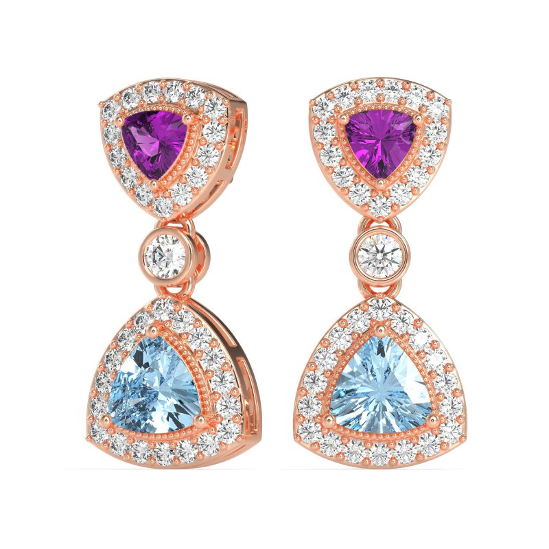 Trillion Halo Milgrain Earrings