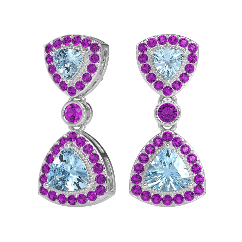 Trillion Halo Milgrain Earrings