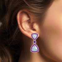 Trillion Halo Milgrain Earrings