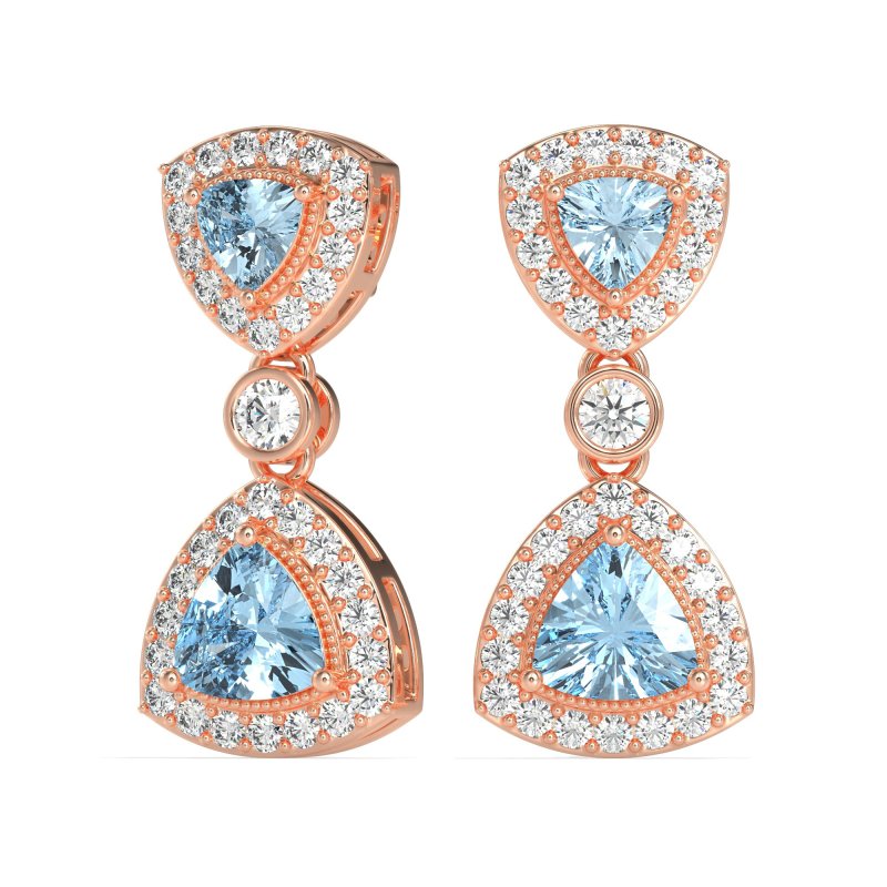 Trillion Halo Milgrain Earrings