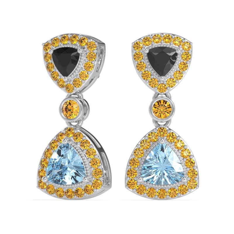 Trillion Halo Milgrain Earrings