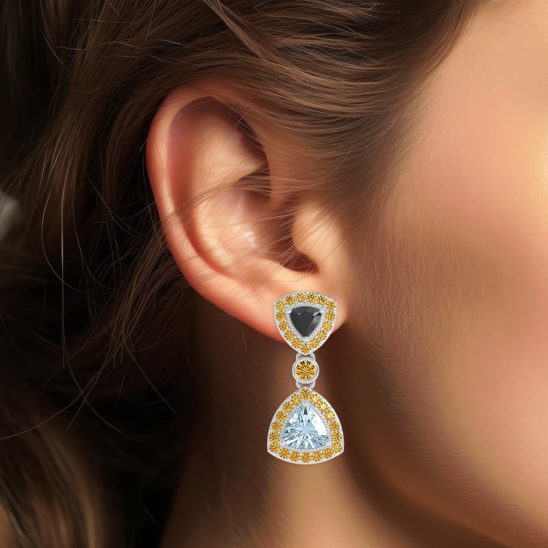 Trillion Halo Milgrain Earrings