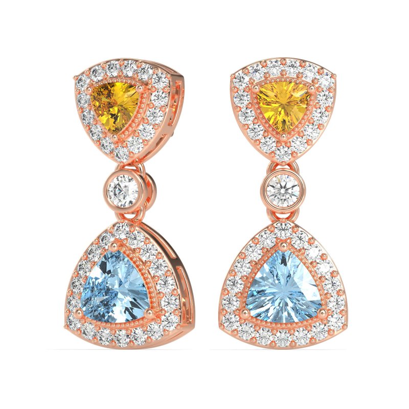 Trillion Halo Milgrain Earrings