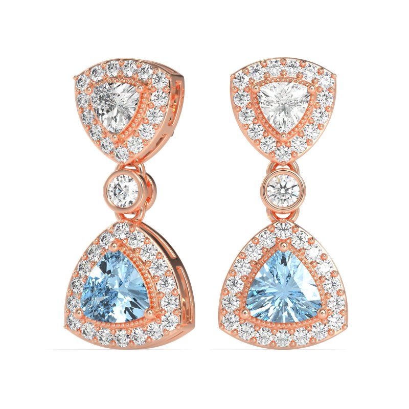 Trillion Halo Milgrain Earrings