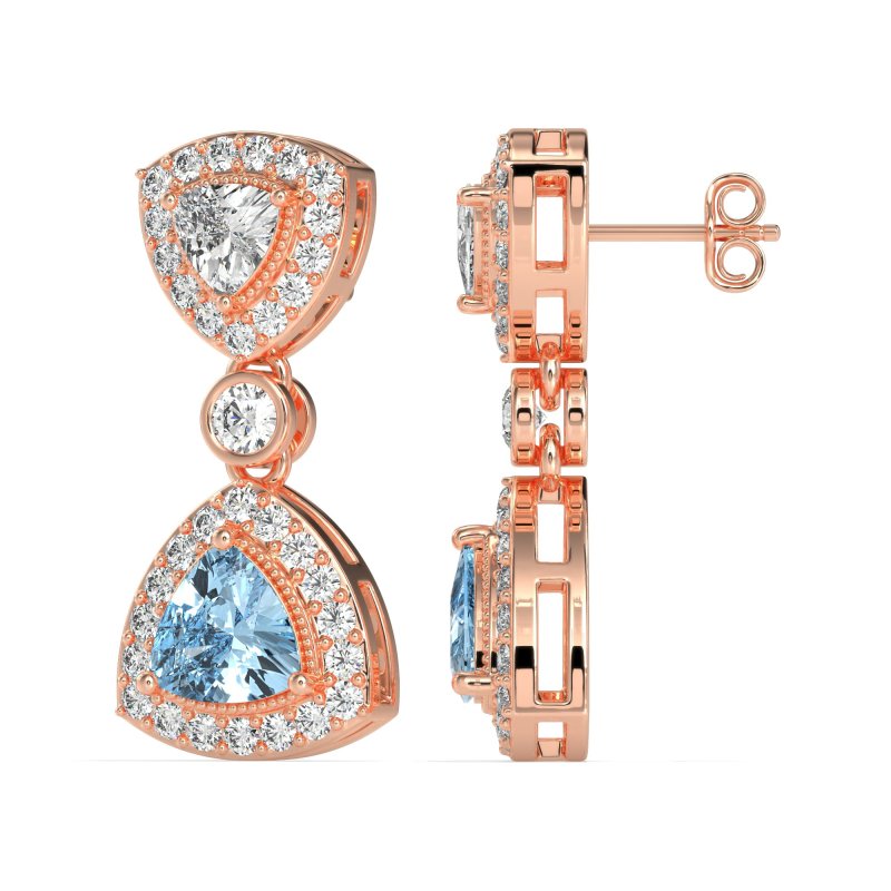 Trillion Halo Milgrain Earrings