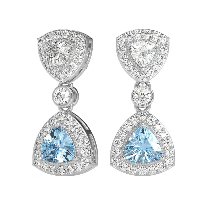 Trillion Halo Milgrain Earrings